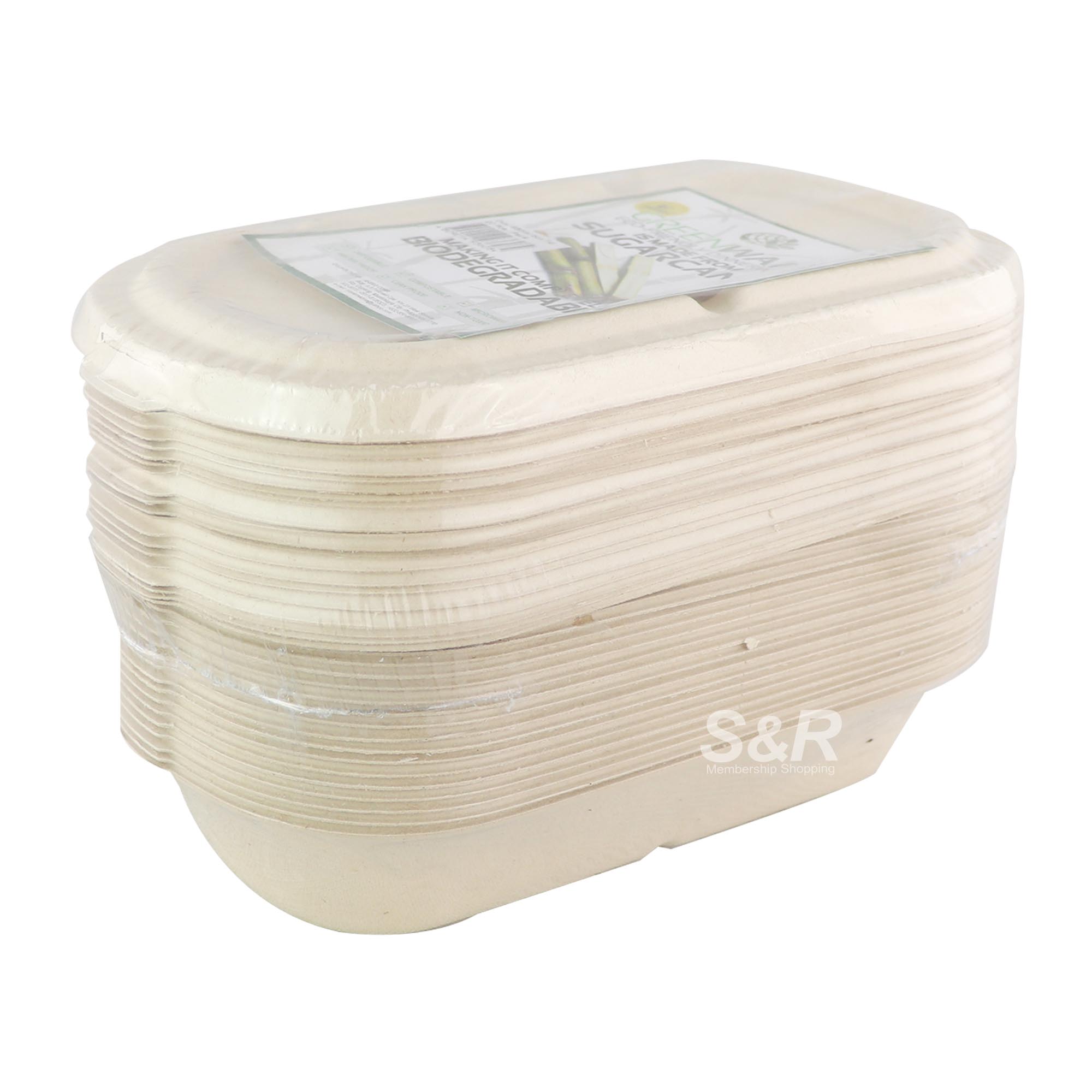 Greenware Oval Sugarcane Food Storage 20pcs